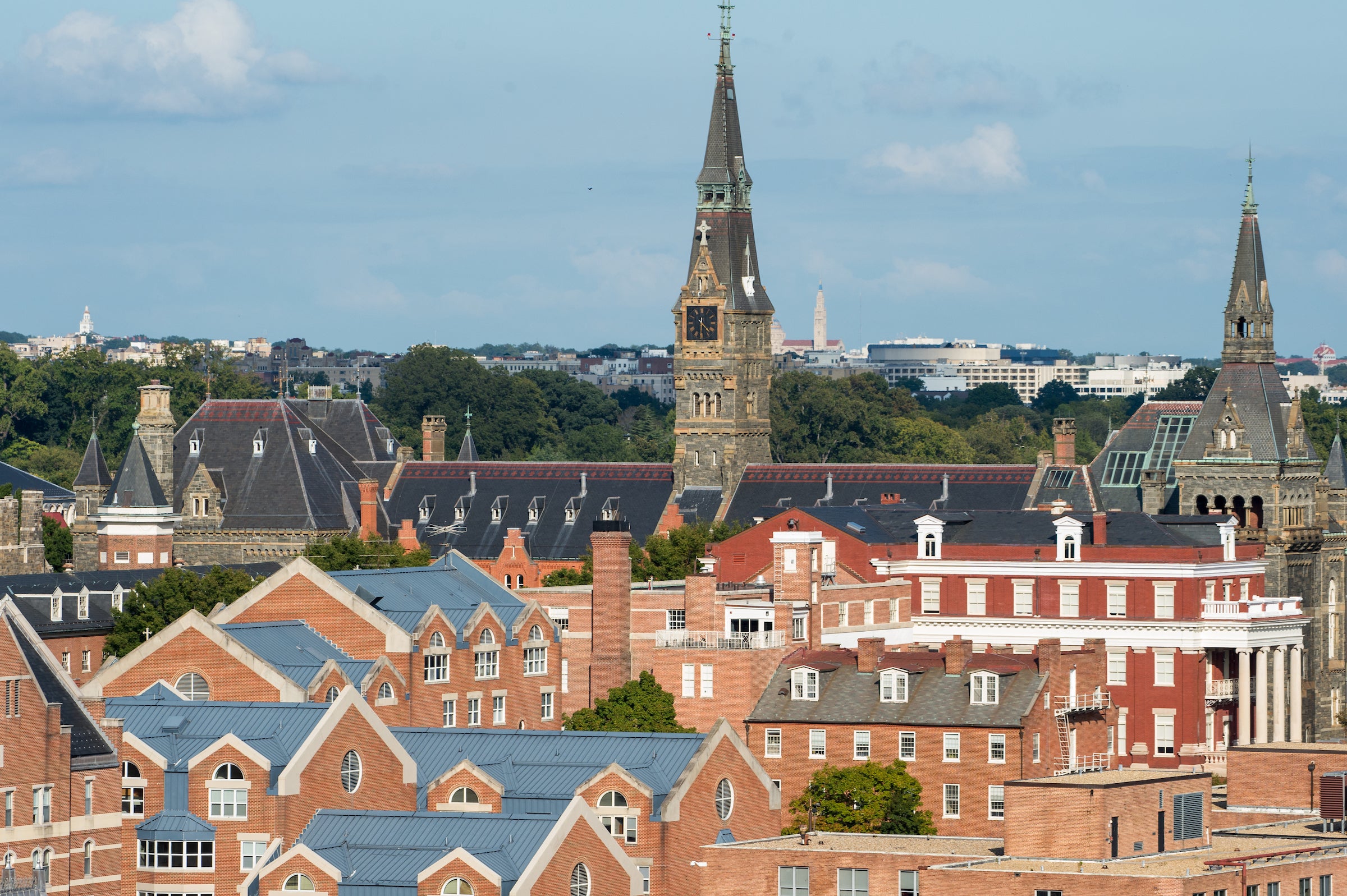Aerial view of campus facing Healy Hall
